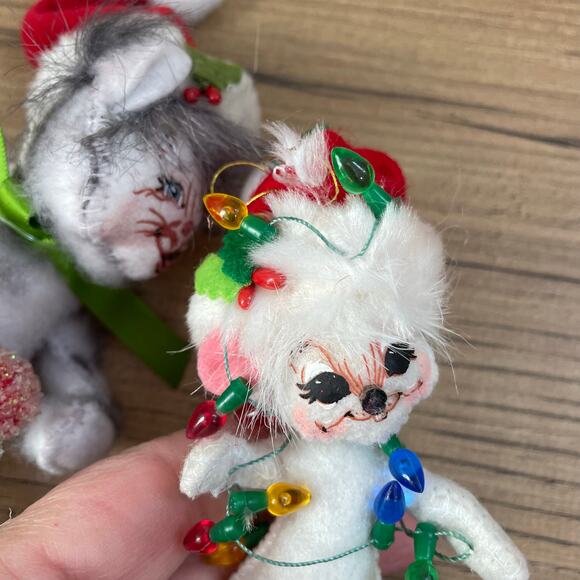 Annalee Christmas 2007 White Mouse 4.5" & 2012 Christmas Delights Kitty Cat 5" - Picture 8 of 8